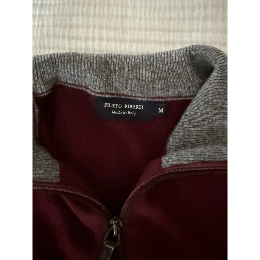 Filippo Riberti Wool Cashmere Blend Sweater Made Italy Men Size M Red Quiet Luxe